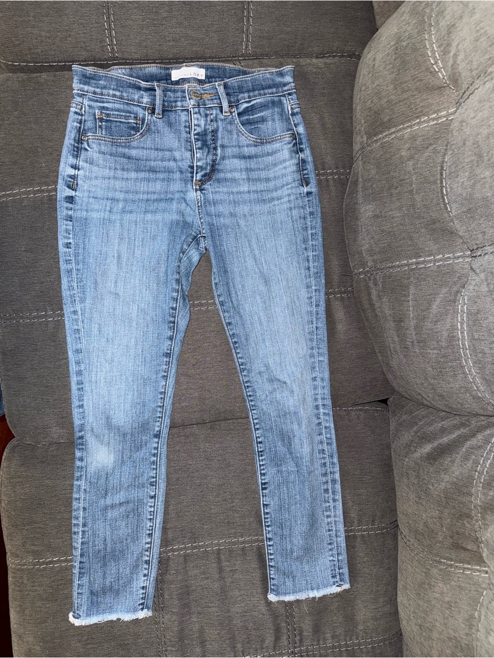 LOFT Light Blue Skinny Jeans with Raw Hem
